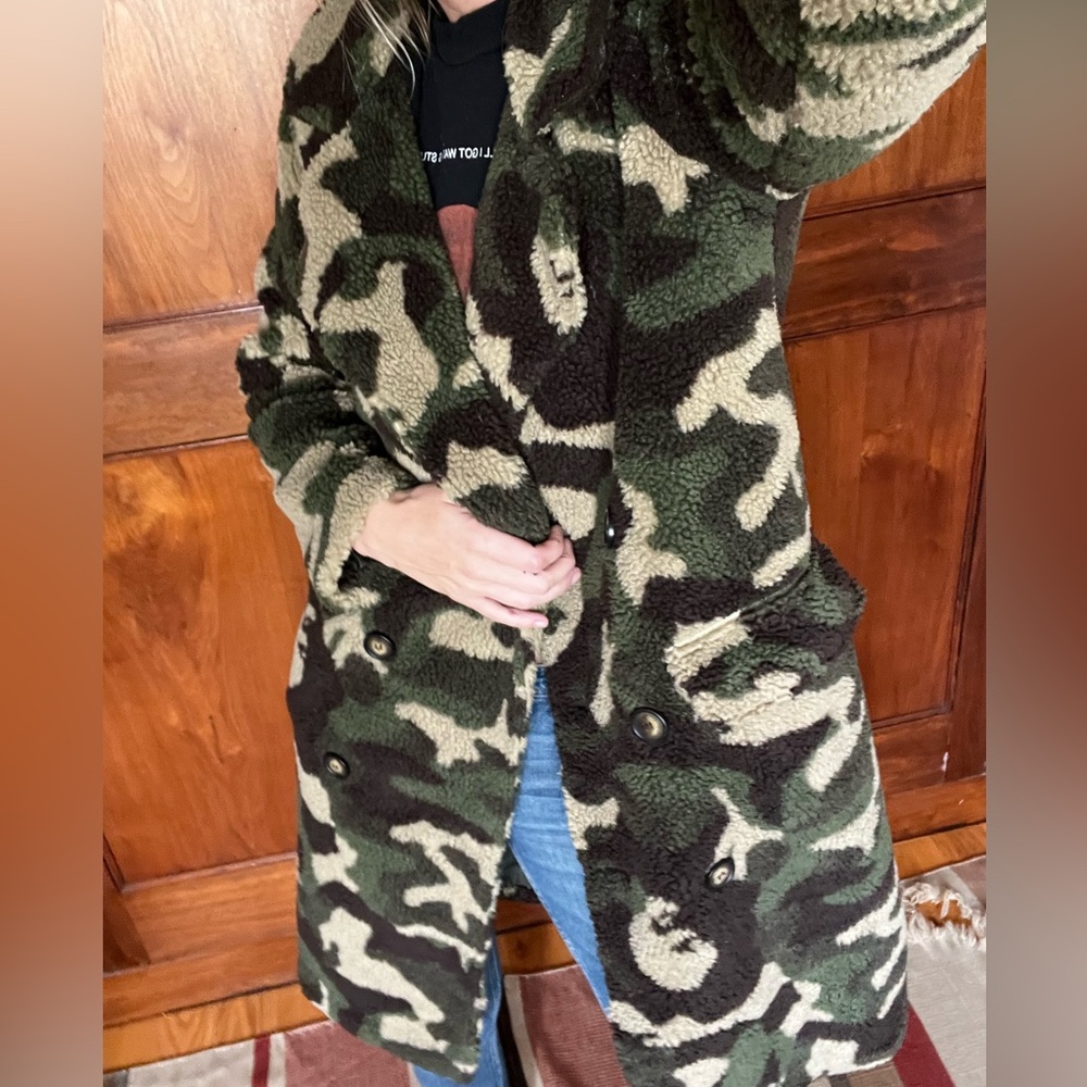 New York & Co teddy camo coat
